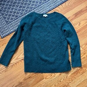 Womens Loft Green Soft Boat Neck Side Slits Sweater Size L